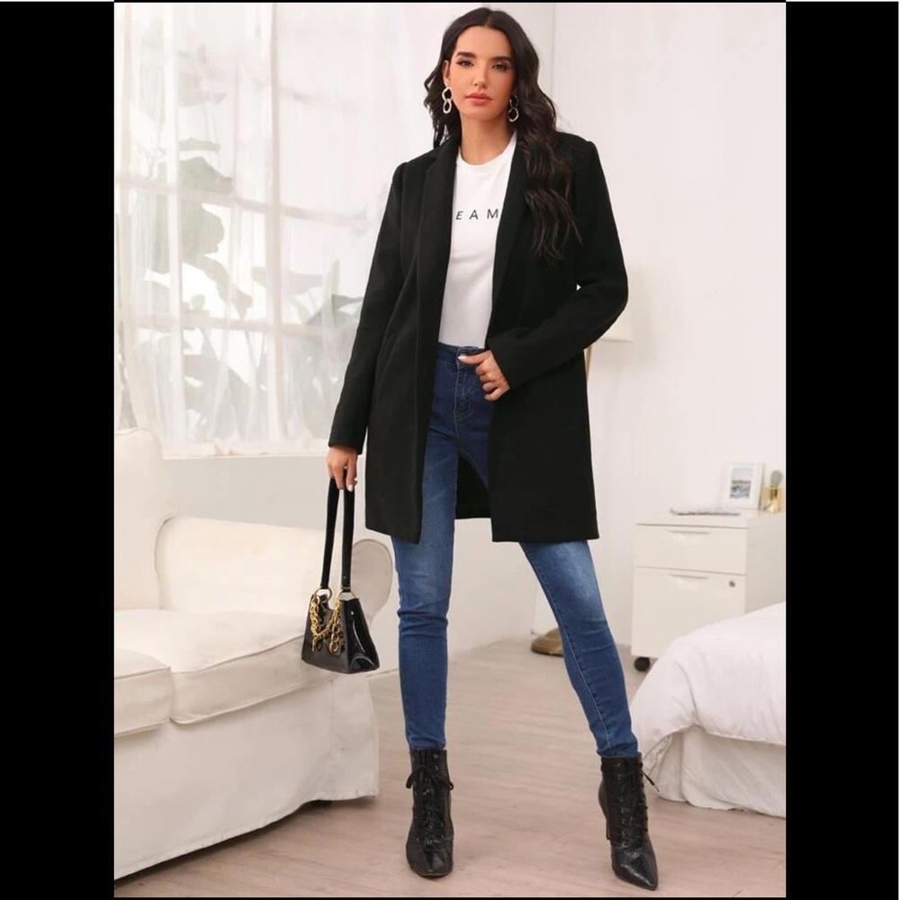 Notched Collar Classic Coat - Picture 8 of 15